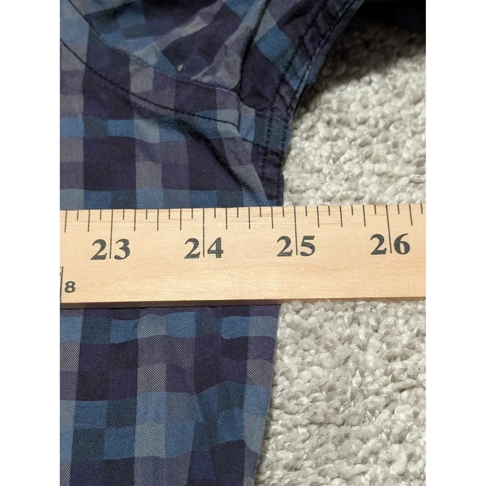 Bugatchi Button Down‎ Shirt Mens XL Blue Purple Check Uomo Cotton Long Sleeve